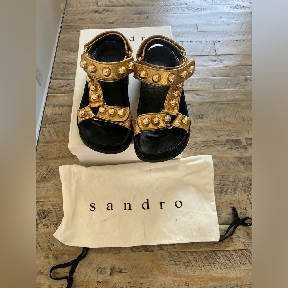 Gold Lexy Sandro sandals size 37 or 7